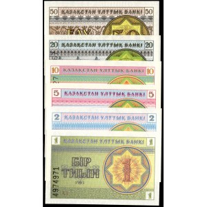 Kazakhstan. 1993 - 1 2 5 10 20 50 Tiyn - 6 Piece Set