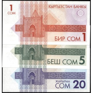 Kyrgyzstan. 1993 - 1 5 20 Som - 3 Piece Set