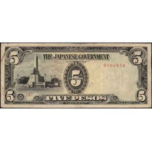 Philippines. 1943 5 Pesos Japanese Occupation - Countermark