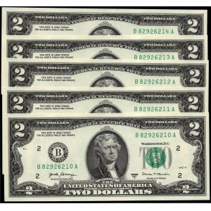United States of America. 2017 A 2 Dollars - 5 Consecutive Pieces