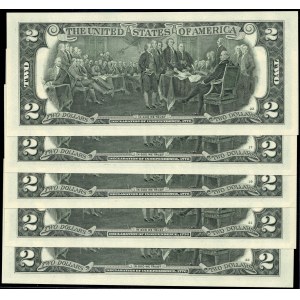 United States of America. 2017 A 2 Dollars - 5 Consecutive Pieces