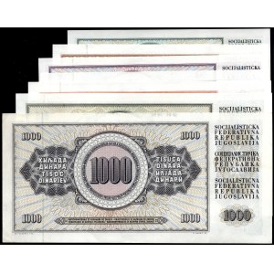 Jugoslawien. 1968 – 5, 10, 20, 50, 100, 500, 1000 Dinara – 7-teiliges Set