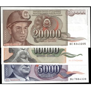 Yugoslavia. 1985 - 5000 10000 20000 Dinara - 3 Piece Set