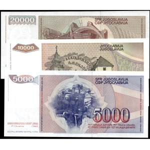 Yugoslavia. 1985 - 5000 10000 20000 Dinara - 3 Piece Set