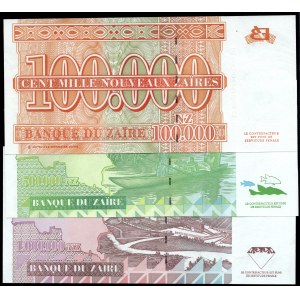 Zaire. 1996 - 100000 500000 1000000 Zaires - 3 Pieces