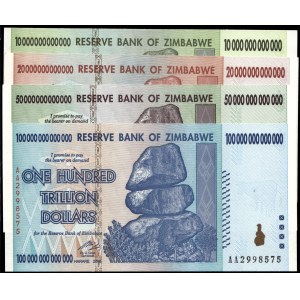 Zimbabwe. 2008 - 10 20 50 100 Trillion Dollars - 4 Piece Set
