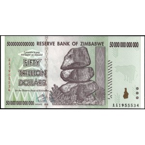 Zimbabwe. 2008 50 Trillion Dollars