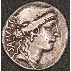 Rome. Man. Acilius Glabrio. Silver denarius. Rome, 49 B.C.E - Valetudo serpent