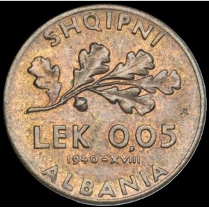 Albania. 1940 0.05 Lek Italian Occupation