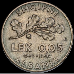 Albania. 1940 0.05 Lek Italian Occupation