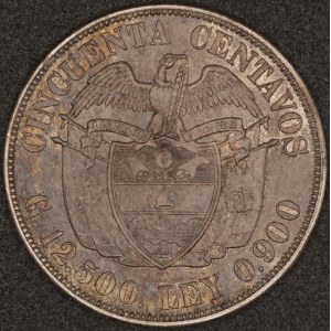 Kolumbie. 1934, 50 centavos, stříbro