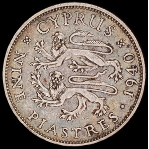 Cypr. 1940 r. 9 piastrów, srebrna moneta