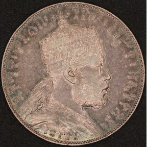 Ethiopia. 1897 A 1 Birr Melenik II Silver