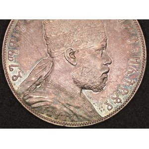 Ethiopia. 1897 A 1 Birr Melenik II Silver