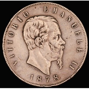 Italy. 1874 5 Lire R Silver