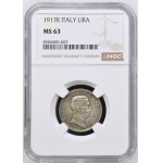 Italy. 1917 R 1 Lira Silver