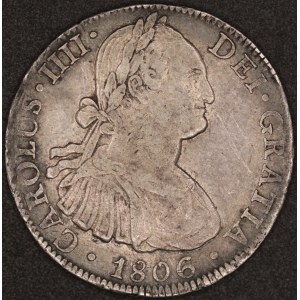 Mexico. 1806 8 Reales Mo FM Carlos IIII Silver