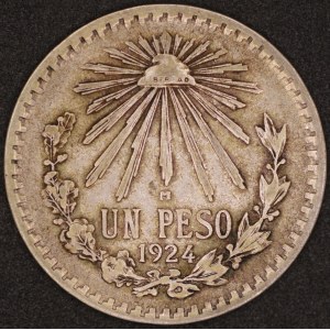 Mexico. 1924 1 Peso Silver