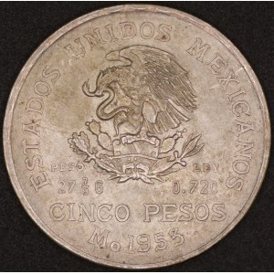 Mexico. 1953 5 Pesos Silver