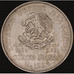 Mexico. 1953 5 Pesos Silver