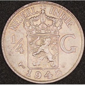 Netherlands East Indies. 1945 1/4 Gulden Silver
