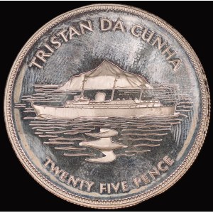 Tristan da Cunha. 1977 25 Pence Silver
