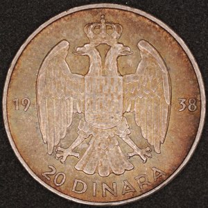 Yugoslavia. 1938 20 Dinara Silver