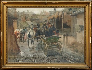 Czesław WASILEWSKI, CZWÓRKA PRZEJEŻDŻAJĄCA PRZEZ MIASTECZKO, 1918