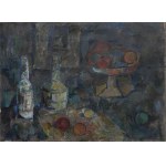 Barbara SZUBIŃSKA (ur. 1934), Martwa natura z butelkami i owocami