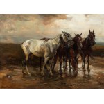 Alfred Wierusz-Kowalski (1849 Suwałki - 1915 Monachium), Konie na popasie, po 1900 r.