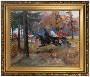 Jerzy Kossak (1886 Kraków - 1955 tamże), Polowanie par force, 1925 r.