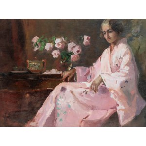 Stanisław Gałek (1876 Mokrzyska - 1961 Zakopane), Femme en kimono - la fille de l'artiste.