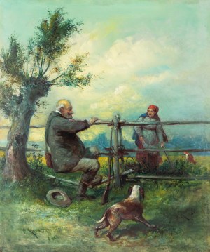 Franciszek Kostrzewski (1826 Warszawa - 1911 tamże), Pogawędka przy płocie