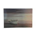 UNIDENTIFIED SIGNATURE, seascape with boats on dry land