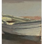 UNIDENTIFIED SIGNATURE, seascape with boats on dry land