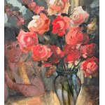 ANONIMO, portrait of a woman with flowers