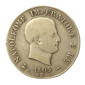 Italie, Napoléon, 5 lires 1809, B, Bologne (620)