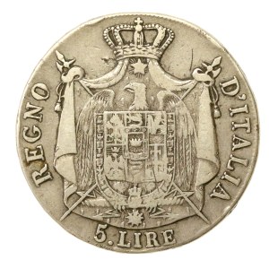 Italie, Napoléon, 5 lires 1809, B, Bologne (620)