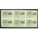 Russia, 1,000 rubles, 1919, Cashier Starikov. Full sheet of 6 banknotes (287a)