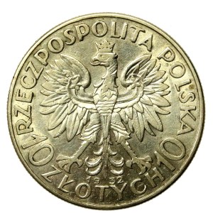 Druhá polská republika, 10 zlotých, 1932, hlava ženy, bez datumu (687)