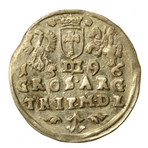 Sigismund III. Wasa, Trojak 1596, Vilnius – Wappen der Familie Chalecki. Seltenheit (1680)