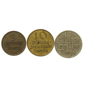 Wolne Miasto Gdańsk, zestaw 2-10 fenigów, 1923-1932 (1733)
