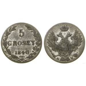 Polska, 5 groszy, 1840 MW, Warszawa