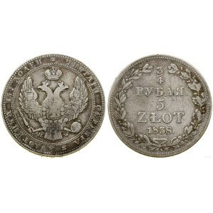Poland, 3/4 ruble = 5 zlotych, 1838 MW, Warsaw