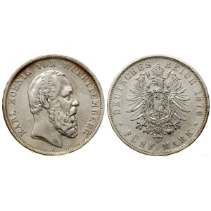 Germany, 5 marks, 1876 F, Stuttgart