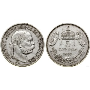 Węgry, 5 koron, 1907 KB, Kremnica