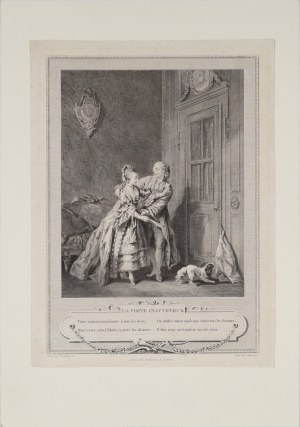 Jean Honore FRAGONARD (1732-1806), Niezapowiedziana wizyta, (tyt.oryg.: „La Visite Innatendue”), 1774
