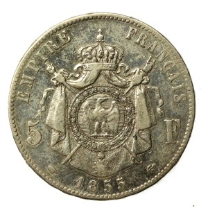 Francja, Napoleon III, 5 franków 1855, Paryż (147)