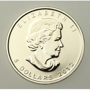 Canada, Elisabetta II, 5 dollari 2012 - Foglia d'acero, 1 oz. Ag 999 (160)