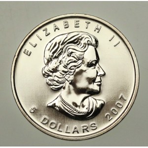 Canada, Elizabeth II, 5 dollars 2007 - Maple Leaf, 1 oz. Ag 999 (165)